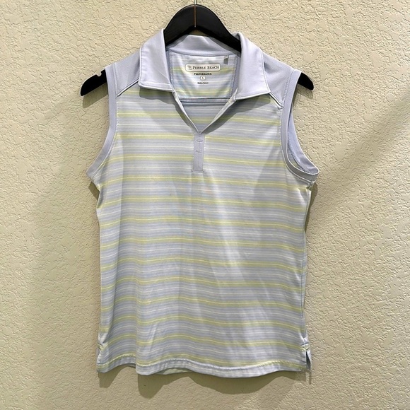 Pebble Beach Tops - Pebble Beach Women’s Blue Luxe Performance Sleeveless Golf Polo Size L